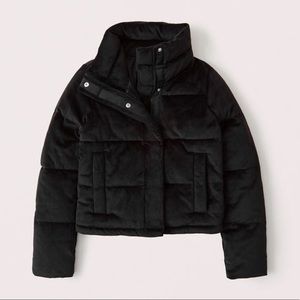 Abercrombie & Fitch Velvet Mini Puffer in black